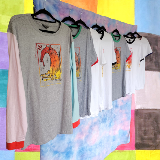 Linoprinted dog shirt