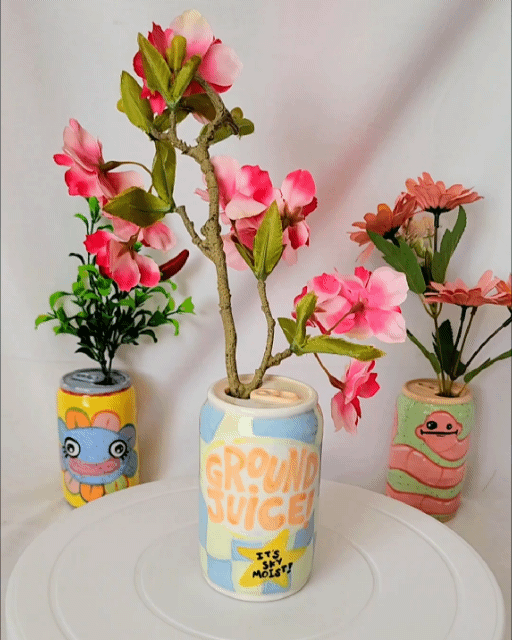 Ceramic sky juice can vase