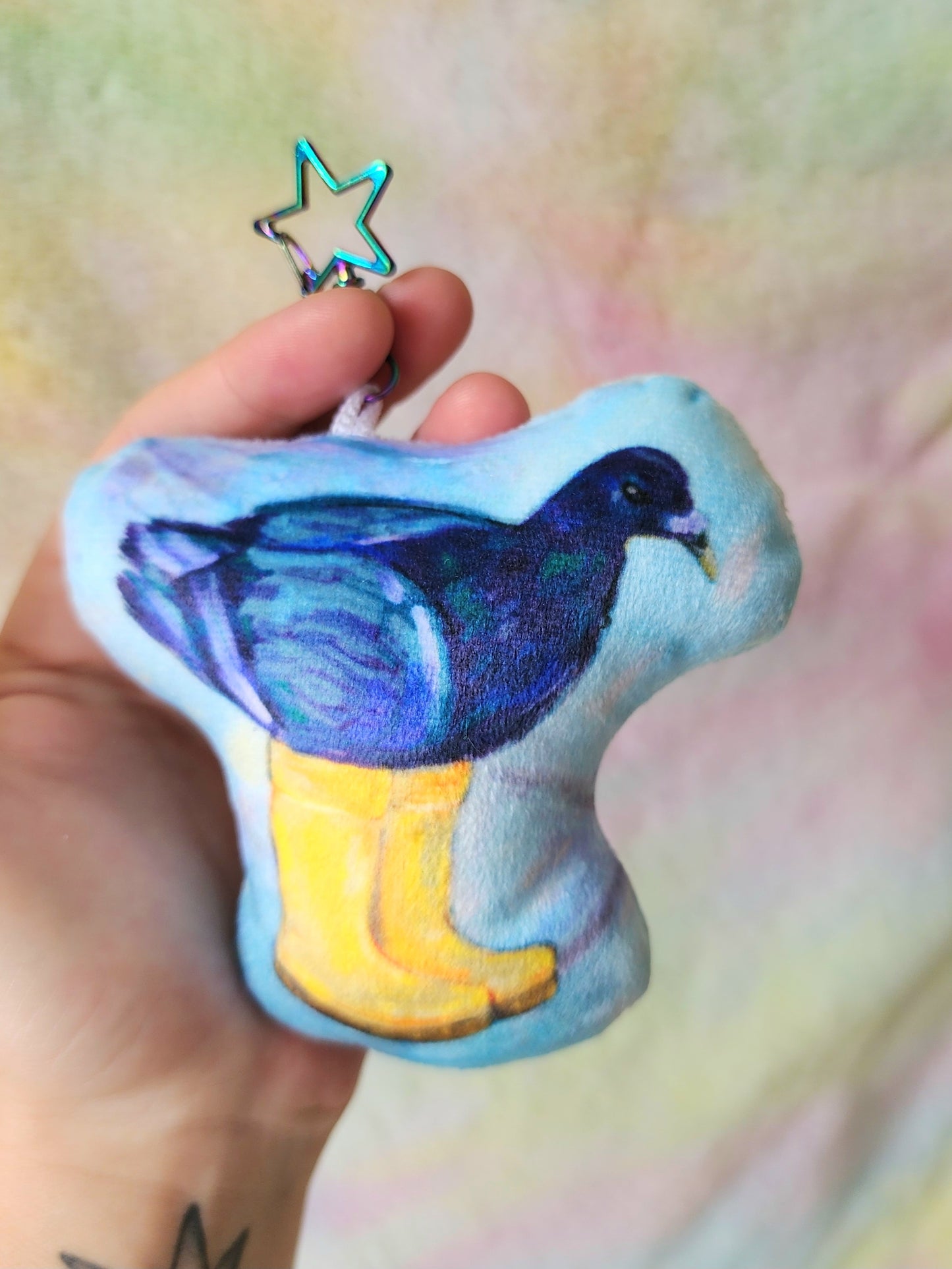 Plush keychain - pigeon in boots