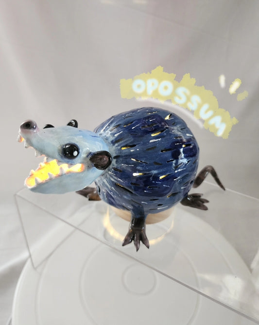 Ceramic opossum lamp