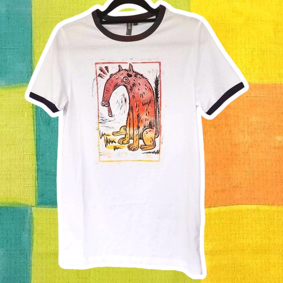 Linoprinted dog shirt