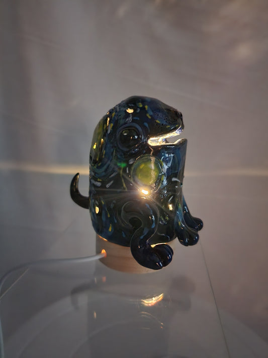 Ceramic starry night frog-dog lamp