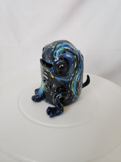 Ceramic starry night frog-dog lamp